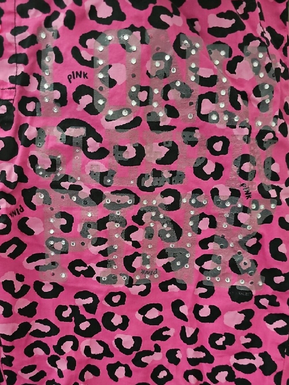 PINK Victoria's Secret Hot Pink & Black Leopard Print Pajama Pants - Picture 2 of 6